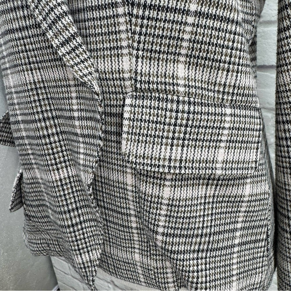Anthropologie Maeve Collegiate Plaid Knit Blazer Jacket Asymmetrical Small EUC - Picture 5 of 16